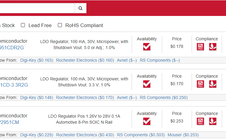 Electronic parts search engine online