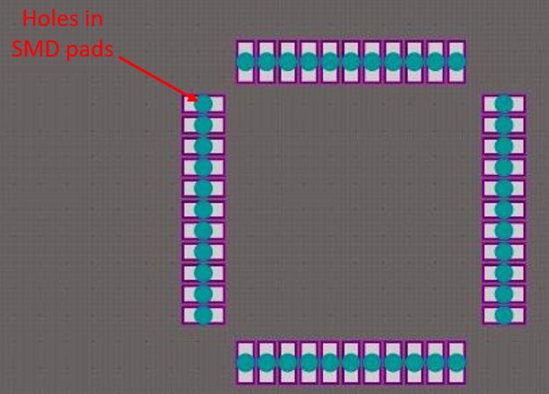 SMD pads with holes in your PCB footprint checklists