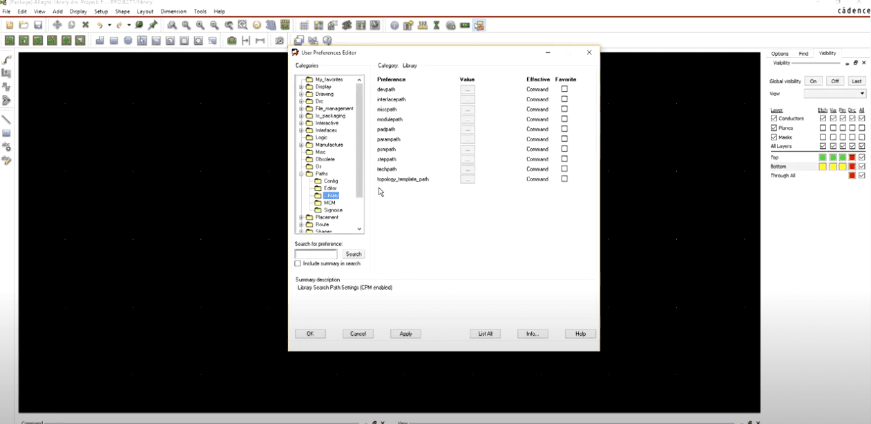 An example of a CAD library interface.