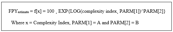 First pass yield estimate equation