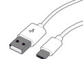 A USB-C cord is thinner and more rounded than a traditional USB-A cord