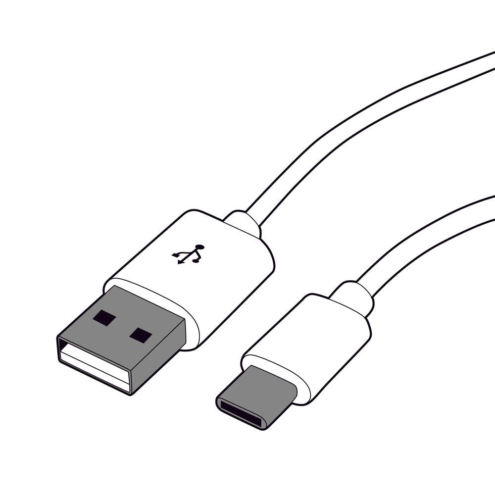 A USB-C cord is thinner and more rounded than a traditional USB-A cord