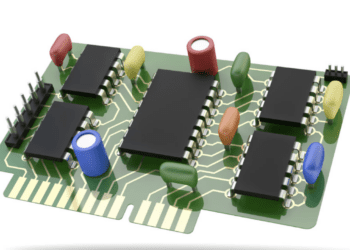 A complex 3D model containing multiple circuits.