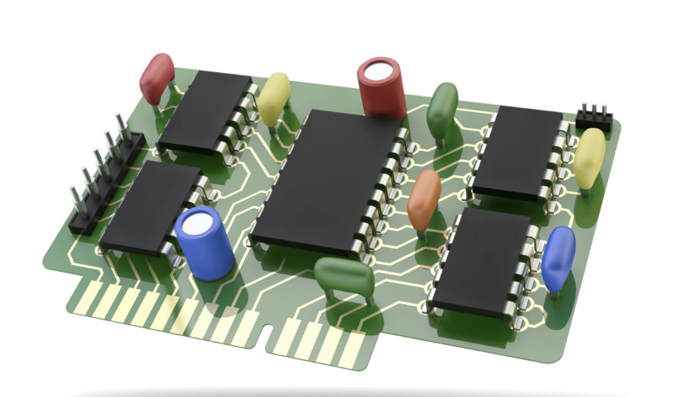 A complex 3D model containing multiple circuits.