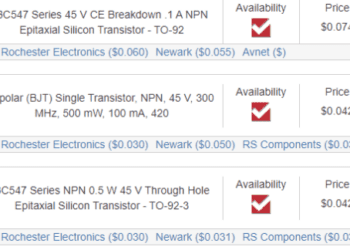 Featured BC547 variants in the Ultra Librarian search engine.