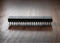 A microchip containing an integrated circuit.