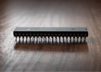 A microchip containing an integrated circuit.