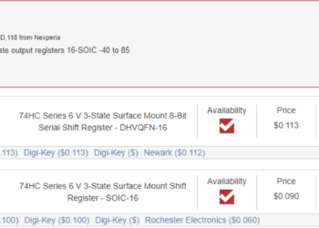 Variants of the 74HC595 in the Ultra Librarian search engine.