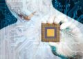 A person holding out a PCB chip