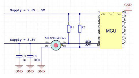 Circuit design with MLX90640