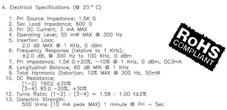 Electrical specs for the MET-24