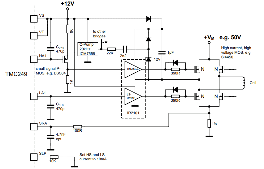 TMC249 dual full-bridge MOSFET driver