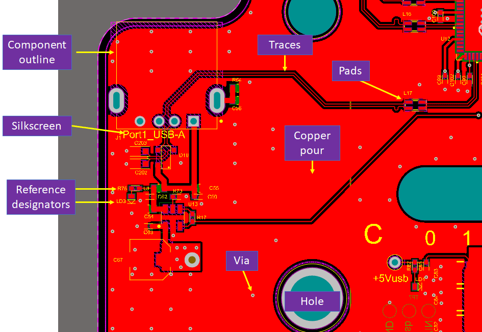 CAD drawing of a PCB