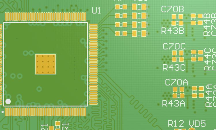 PCB layout with silkscreen fiducials