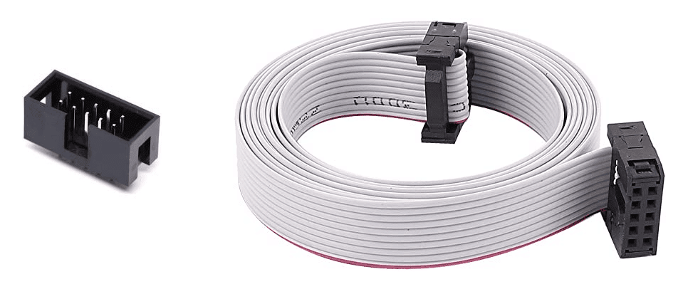 10-pin header and ribbon cable