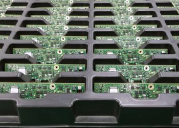 Trays of assembled PCBs