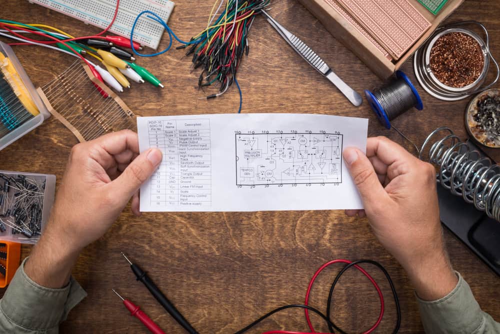 Preparing to build a circuit by reading the schematic