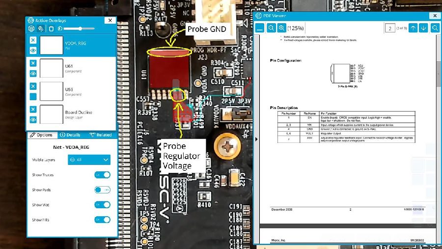 Example of AR overlay and circuit board from Inspect AR