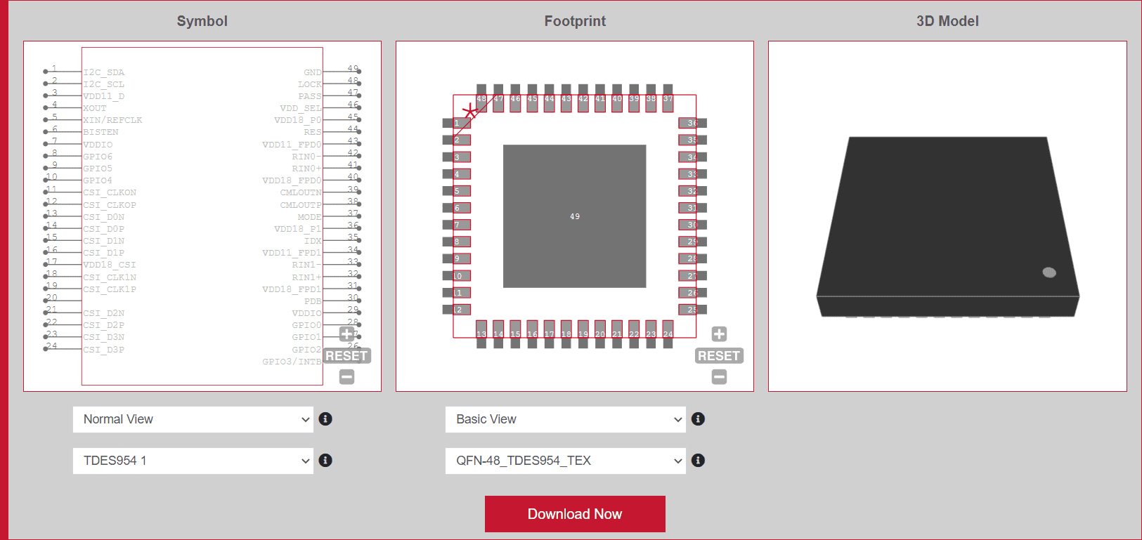 TI V3Link™ component CAD data