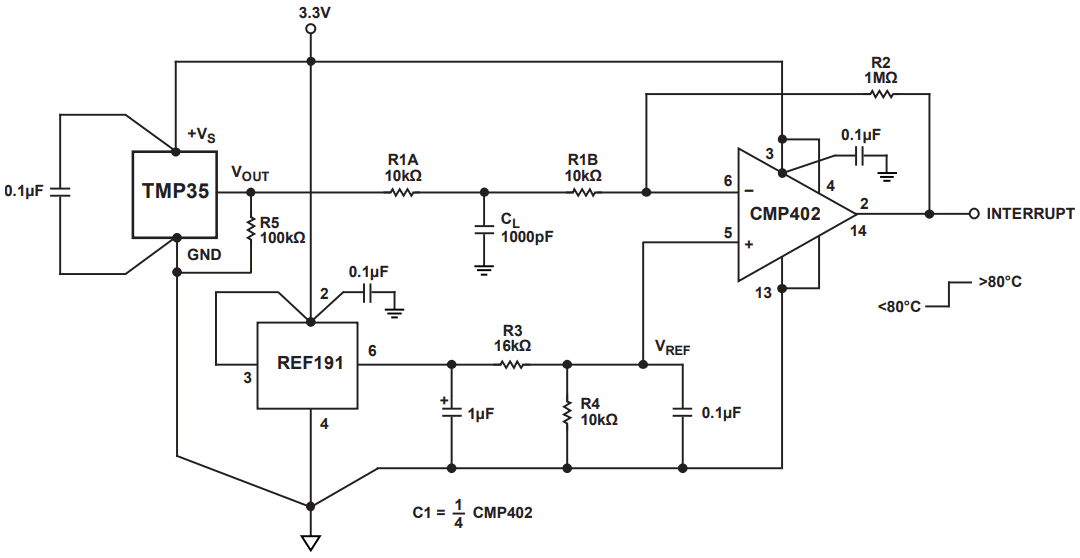 TMP36 temperature tracking circuit datasheet