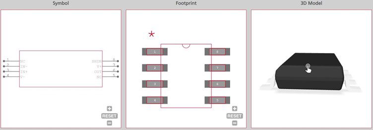 TLV3501 symbol, footprint and 3D model