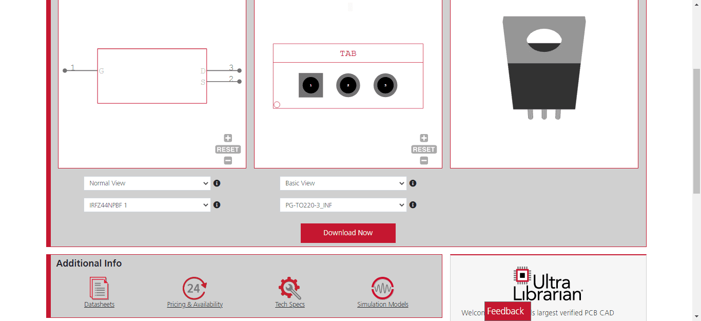 CAD models and design support for IRFZ44N rectifier