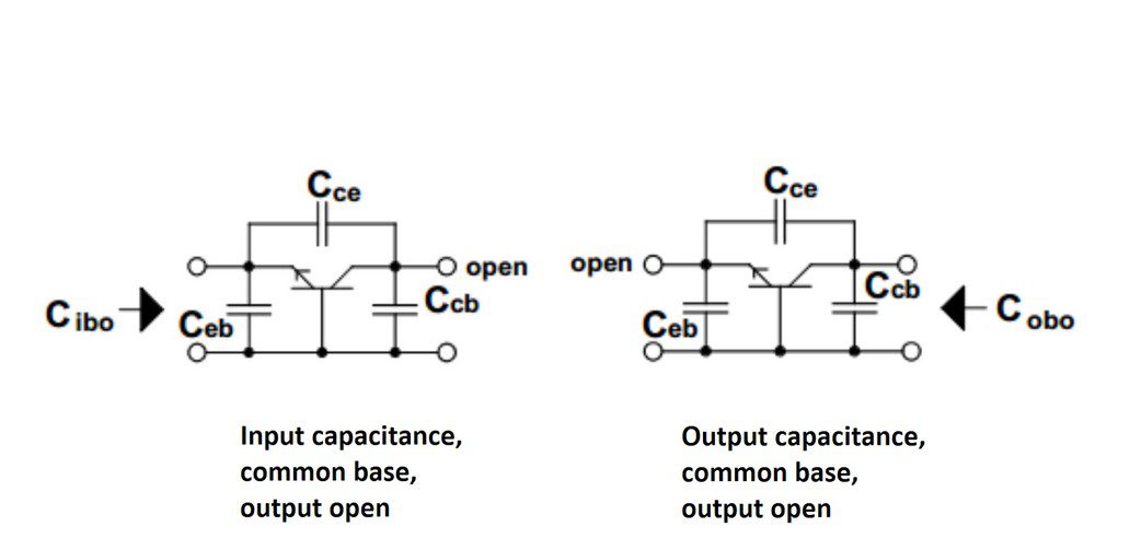 2N3904 internal input and output capacitance 