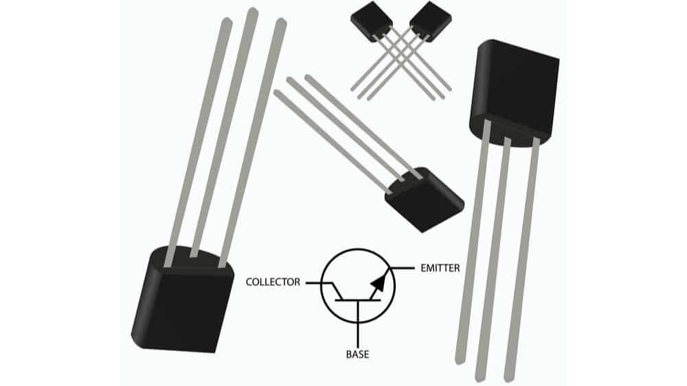 N-type Transistor TO-92 package along with circuit symbol