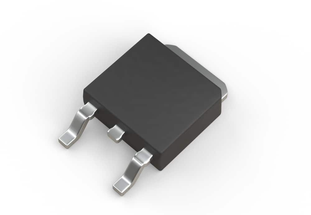 A MOSFET electronic transistor isolated on white 3d illustration