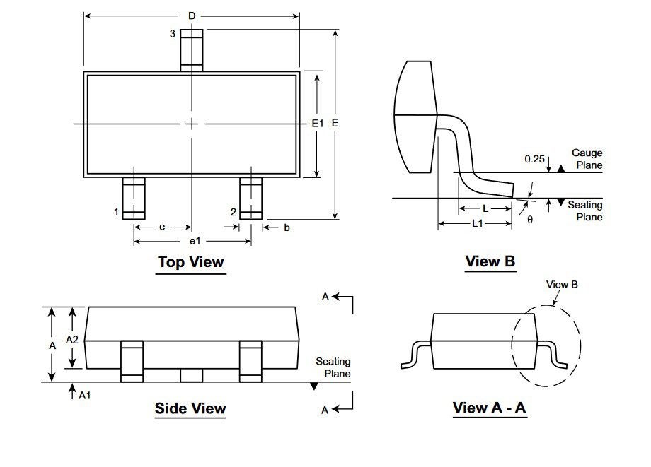 2N7002 Package dimensions