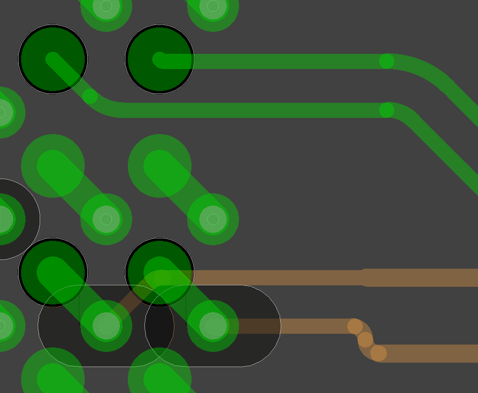 large oval via anti-pads and a cutout under the BGA pad