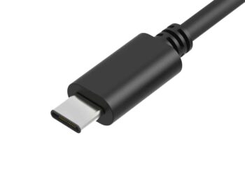 Angled view of USB Type-C plug.