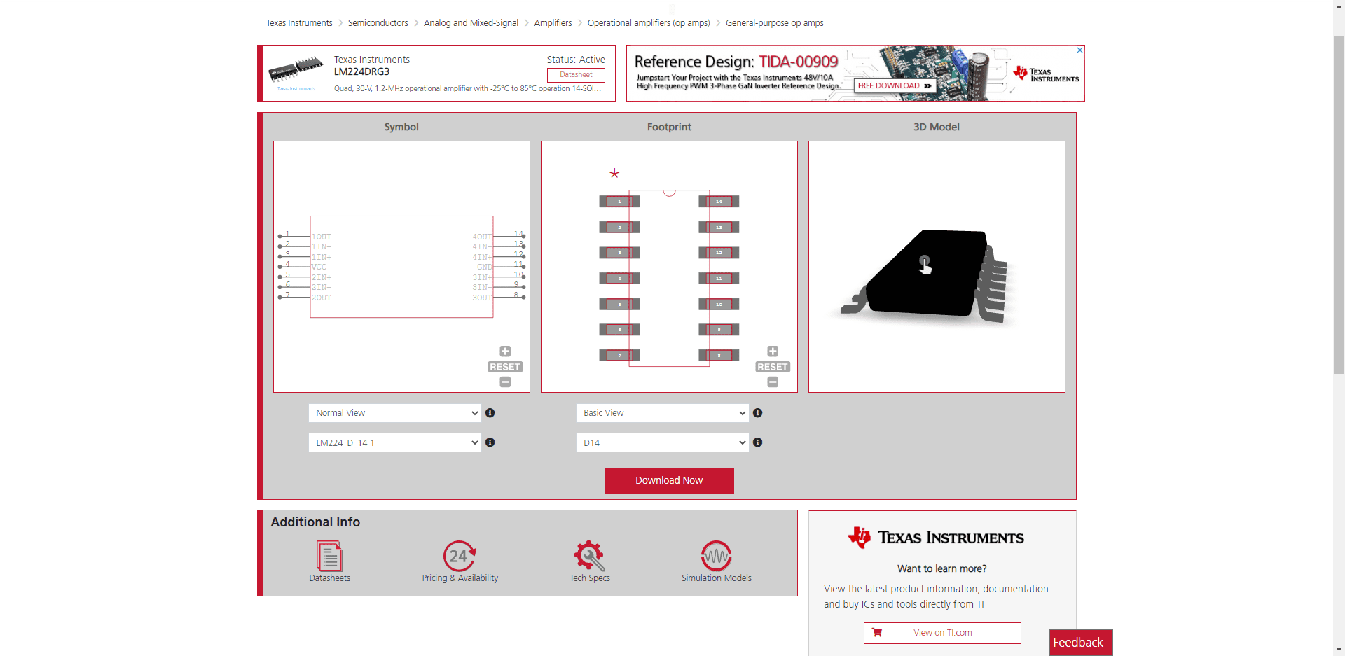 UL CAD models of the TI LM224