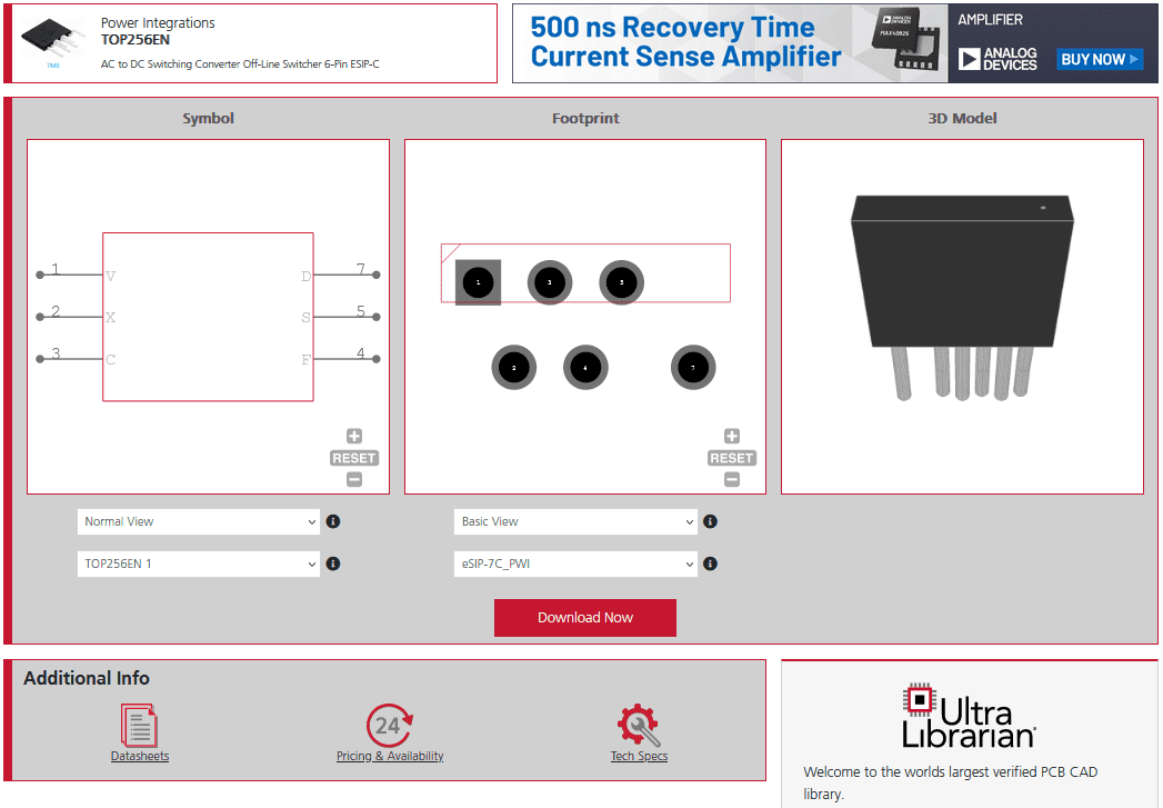 UL CAD models of the TOP256EN