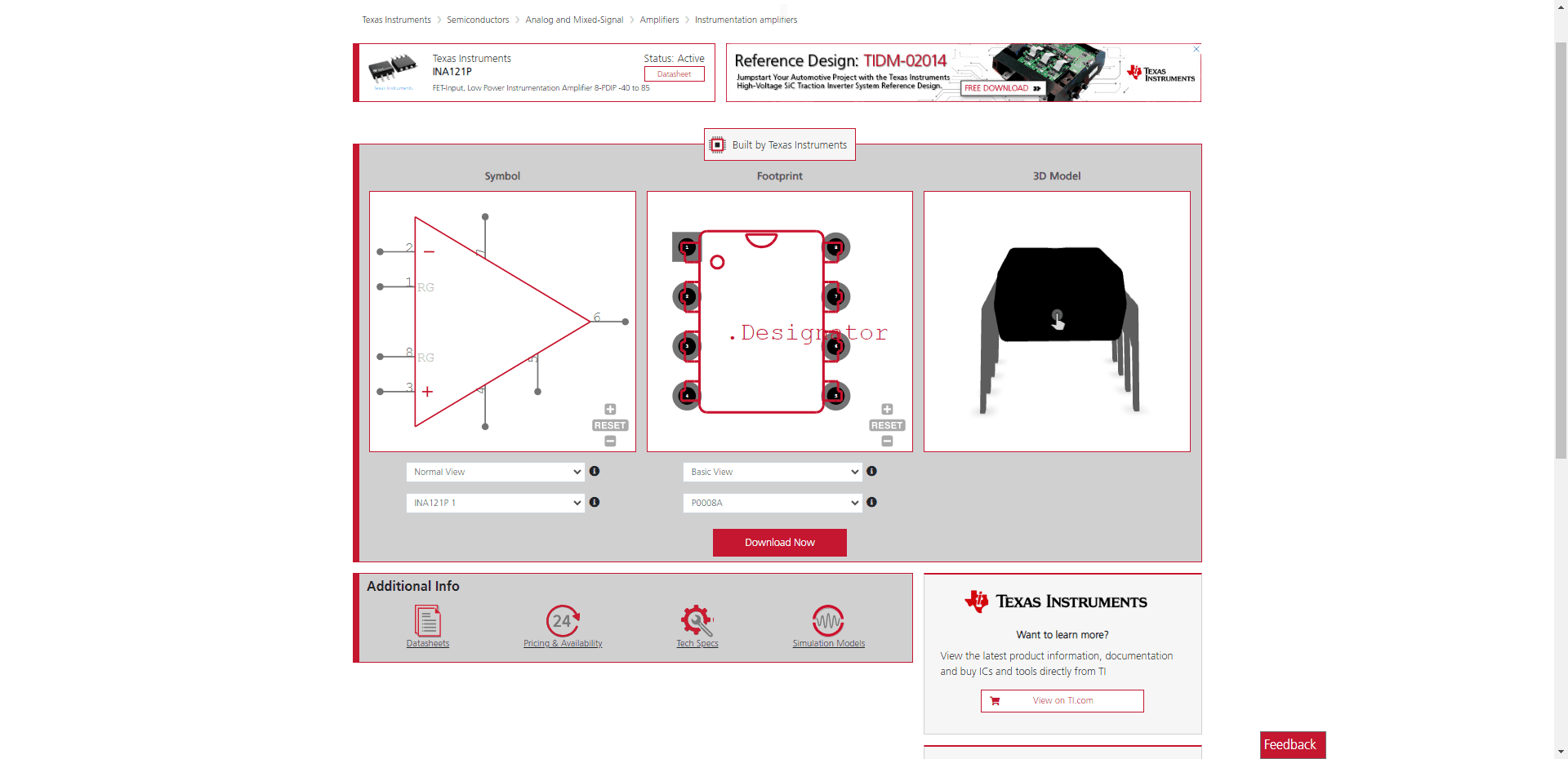 INA121P CAD models from UL