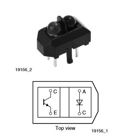 TCRT5000 reflective optical sensor with transistor output (Source: Vishay)