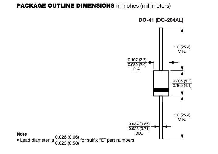 1N4007 package outline dimension