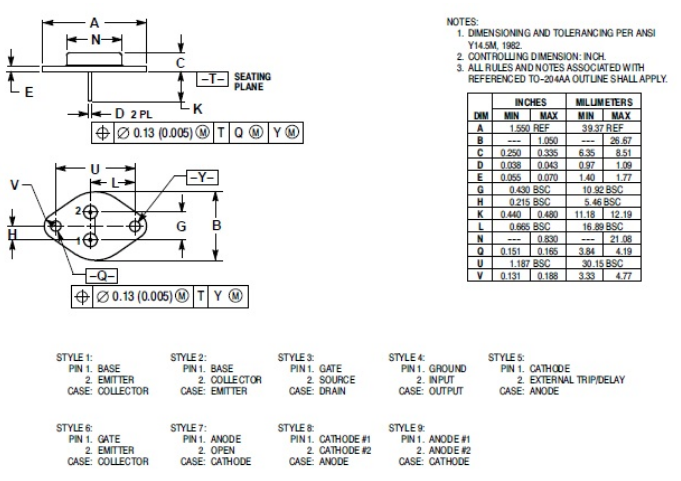 2N3055 PCB layout dimensions