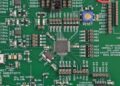 Close-up view of PCB component placement