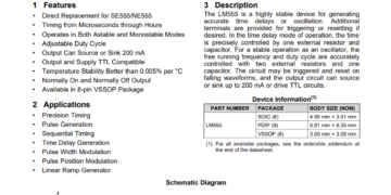 First page of Texas Instruments datasheet for LM55 timer