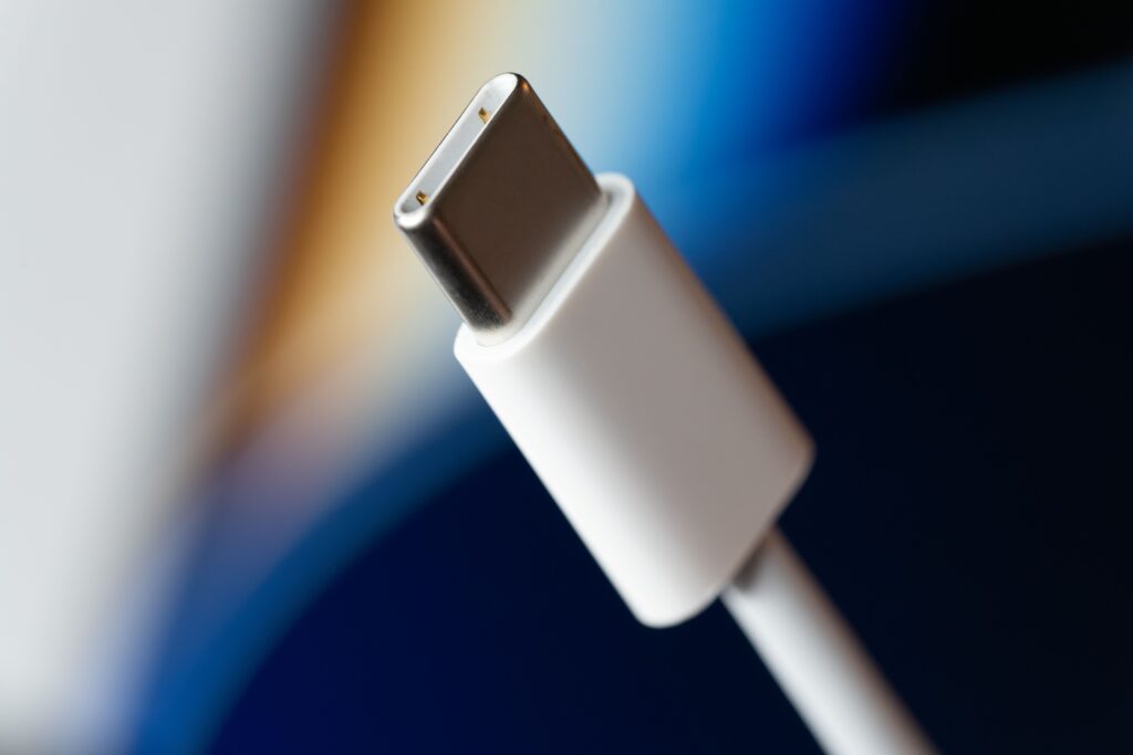 View of PCB USB-C male plug.