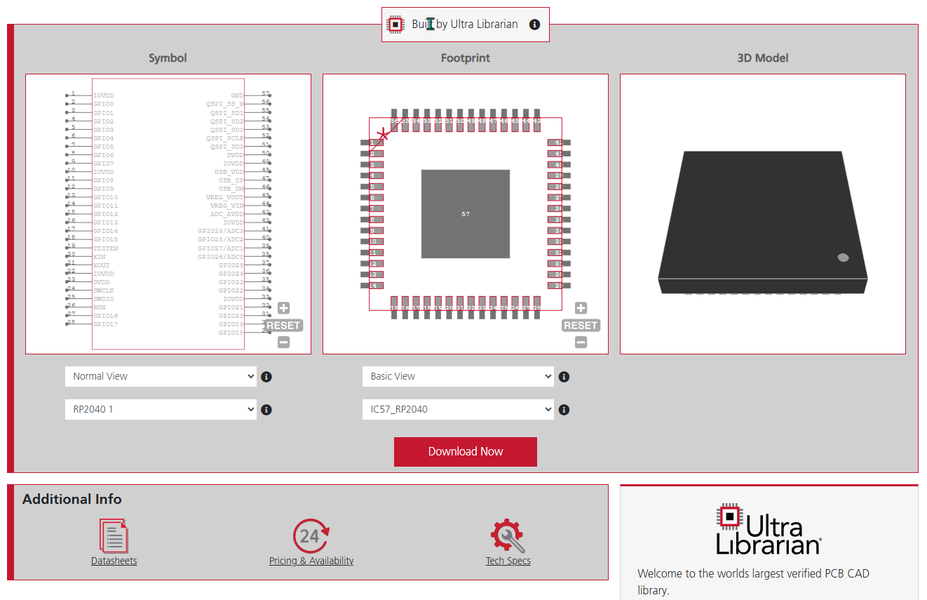 RP2040 microcontroller CAD models by UL