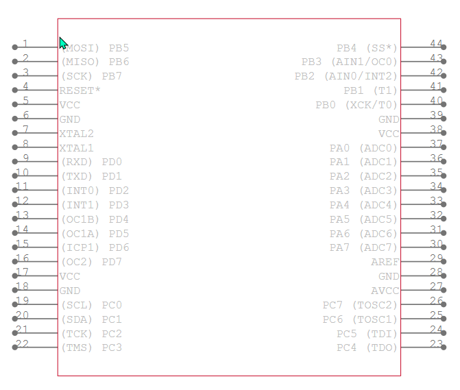 Schematic symbol integrated circuit ATMEGAA32A-AU