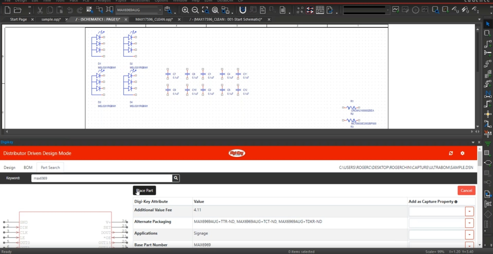 Choosing component in UltraBOM