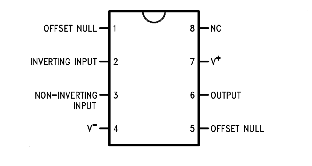 LM741CN 8-pin DIP pinout