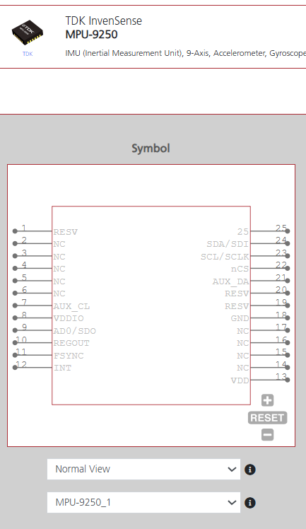  Symbol for the MPU9250 found on Ultra Librarian