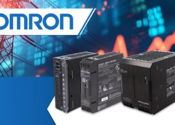 Omron logo with various S8VK power supply models