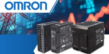 Omron logo with various S8VK power supply models
