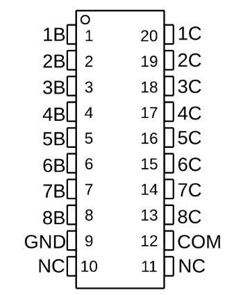 ULN2803CDWR pinout from the datasheet