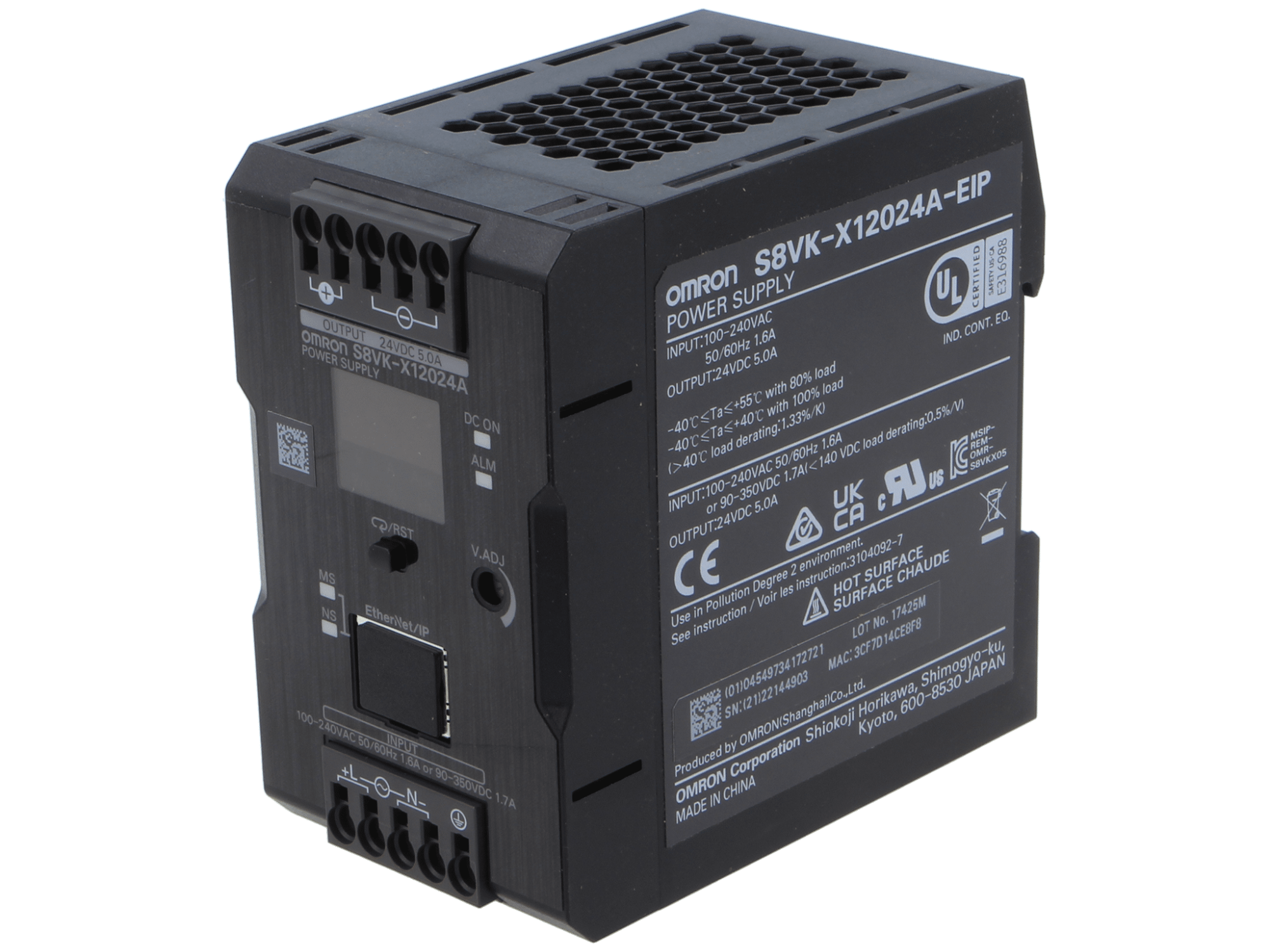  Omron S8VK-X power supply featuring IoT-ready communication ports